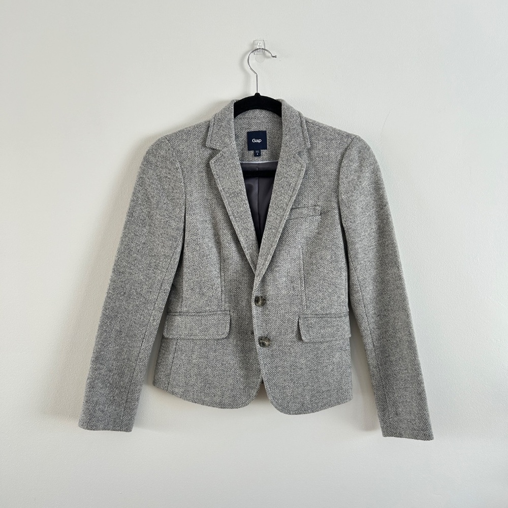 GAP Light Gray Tailored Wool-Blend Blazer